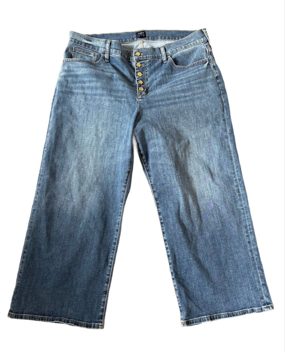 J.Crew Wide Leg Flower Button Fly Crop Jeans Sz 35 Fall 2025